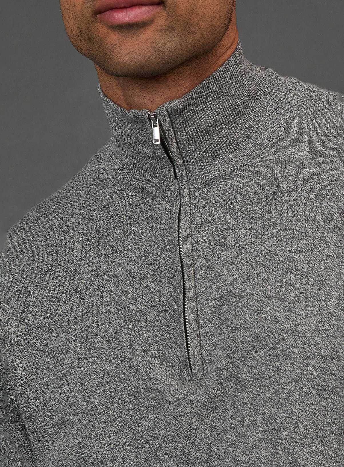 BURTON Light Grey Cotton Rich Half Zip Jumper S - Image 5 thumbnail